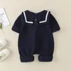 Lente geboren Baby Meisjes Jongens Katoenen Romper Marine Stijl Baby Lange Mouw Outfit Baby Baby Body 0-2Y 240325