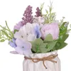 Fiori decorativi Bonsai di fiori di ortensia artificiale con vaso Disposizione floreale Pianta in vaso per regalo di decorazione per ufficio domestico desktop