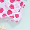 Ensembles de vêtements Pudcoco bébé fille maillot de bain à manches longues fraise imprimé fermeture éclair maillots de bain enfant en bas âge été maillot de bain 0-3T