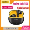 Kulaklıklar Global Versiyon Realme Buds T100 Kulaklık Al Enc Gürültü İptal Bluetooth 5.3 400mAh kulaklık IPX5 Suya Dayanıklı Kulaklık