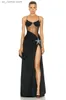 Urban Sexy Dresses Schwarzes Damen-Abschlussballkleid, sexy Träger S durch Bling-Perlen, langes Maxi-Party-Abendkleid, seitlich geteilt, Promi-Robe De Marie T240330