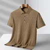 Polos masculinos negócios leves camisa polo de manga curta 2024 verão gelo seda cor sólida simples casual all-match high-end camiseta