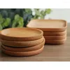 Decorative Figurines 12 CM Wooden Tray Beach Food Plate Square Round Holding Snack For Restaurant Bamboo Baby Japaneses Style