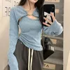 Women's T Shirts 2024 Solid Color Two-Piece Sweet Tops Fashion Ladies Camis Clothing Autumn Winter T-shirts Cardigan Pullovers