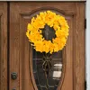Guirlande de fleurs décoratives simulées de feuilles de Ginkgo, couronne d'automne réutilisable pour décoration intérieure et extérieure, feuilles jaunes sur le devant