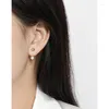 Stud Earrings Original S925 Sterling Silver Geometric Round For Women Freshwater Pearl Pendant Fashion Luxury Jewelry