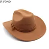 Wide Brim Hats Bucket Winter and Autumn Western Cowboy Hat Jazz Fedora Sombrero Hombre H240330