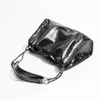 Mabula Chain Girl's Sier Shoulder Bag kinesisk stilfull tryck Vegant läder tote handväska fi kvinnlig underarm hobo plånbok j0ge#