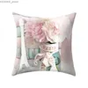 Pillow Rose flower pattern case Living Room Sofa Chair Bed Cushion cover Wedding party decoration Birthday gift Home Y240401