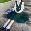 Ragazza giapponese Donna Senza maniche Grembiule Abito pieghettato JK Uniforme scolastica Classe Cosplay Seifuku Studentessa Vestito estivo 240325