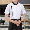 chef Shirt Hat Apr Profial Chef Uniform Set with Hat Apr Shirt for Hotel Kitchen Unisex Stand Collar Short Sleeve W3oE#