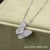 Brand de créateur Van Butterfly Collier en diamant complet pour femmes 18K Gold rose plaquée avec pendentif à chaîne de col Badifonnance avec logo