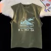 デザイナーアメリカンレトロな苦しめられたメンズTシャツ、特大の洗浄されたルーズフィッティングメンズ半袖のファッショントレンドキャミソールストリートヒップホップ服