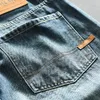 Herren-Jeans, amerikanischer Stil, Retro, High Street, kausal, konisch, zerrissen, Baggy, mittlere Taille, Baumwolle, gewaschen, blaue Denim-Hosen, modisch