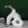 Jarrones estilo florero moderno de cerámica para decoración del hogar forma Irregular flor planta mesa centro de mesa decoración única