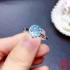 Кольца кластера 925 Серебряное кольцо с синим топазом для женщин Свадебные модные украшения