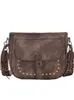 Maillard Autumn/Winter Bags Women's 2023 New Retro Wide Shoulder Strap Rivet Shoulder Bag Work Crossbody Bag Sadel Bag O042#