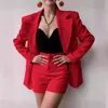 Women's Two Piece Pants Woman Clothes Set Fashion Long Sleeve Button Design Blazer Coat & High Waist Shorts Temperament Lady Sets Oversized S-5XL