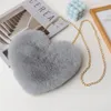 Sacs à main en forme de coeur pour femmes mignon Kawaii fausse fourrure sacs à bandoulière portefeuille sac à main en peluche chaîne sac à bandoulière dame sac à main cadeaux N3UL #