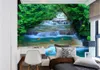 Fonds d'écran personnalisé mural 3D papier peint forêt rivière cascade décoration de la maison peinture murale pour salon 3 D