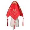 Party Decoration Bride Red Hijab Show Wo Wedding Accessories High-end Double Embroidered Flowers Classical Head Cover