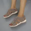 Sapatos casuais femininos sandálias oco verão confortável esporte dedo do pé aberto antiderrapante corte macio feminino sandalias de mujer plus size 44