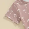 Conjuntos de roupas 0-36 meses Criança Meninos Verão Shorts Manga Curta Tropical Tree Print Tops e Cordão de Bebê