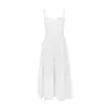 Mingmingxi Högkvalitativ kvinnor Summerklänning 2023 Linencotton Blend Jacquard Elegant Sexig Slip White Vacation Midi 240319