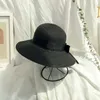 Cappelli a tesa larga Secchio Cappello da spiaggia estivo genitore-figlio casual marca Panama a tesa piatta con fiocco in paglia Ragazze sole H240330