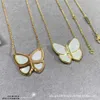 Designer Brand Van High Version Big Butterfly Necklace Womens 18k Rose Gold Lock Bone Chain White Fritillaria Grey Glod