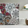 Duschgardiner Vattentät gardin Mandala Flower Printed Bath Polyester Fabric Geometric Home Decor med krokar