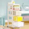Kitchen Storage Cart For Drawer-Type Removable Rack Trolley Transparent Island Multi-Layer Cabinet
