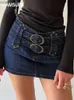 Jupes Skorts IAMSURE décontracté Streetwear basique jupe en jean avec ceintures Vintage Sexy mince taille moyenne Mini jupes femmes 2023 mode d'été 240330