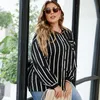 Keby ZJ Spring Autumn Women Plus Size Size Striped Design Shirt fi lg Sleeves Ladiesスリムカジュアルブラウス