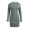 Casual Dresses Fashion Women'S Round Neck Short Dress Flared Sleeves Ribbed Slim Fit Long Sleeve For A Sexy And Chic Look Autumn