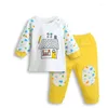 Ensembles de vêtements Printemps Automne Coton Sous-vêtements En Gros Marque Bébé Garçon Fille À Manches Longues Hauts Pantalons 2 PCS / Set Dessin Animé Imprimer Enfants