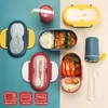 Посуда Bento Box для взрослых, обед с безопасным встроенным пластиковым набором посуды для обеда вне дома, работы, школы, пикника