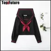 preto ortodoxo estilo universitário japonês estudante uniforme escolar JK uniforme terno BAD GIRL marinheiro terno classe terno camisa superior i8E5 #