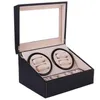 6 4 Automatisk Watch Winder Box Pu Leather Watch Winding Winder Storage Box Collection Display Double Head Silent Motor1249D