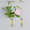 Vases Creative Rose Golden Stainless Steel Vase Wall Holder Flowerpot Home Wedding Decoration For Livingroom Mirror