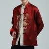 mens Red Jacket Chinese Style Embroidery Drag Hanfu Blouse New Year Coats Stage Costume Tops Kung Fu Loose Plus Size 3XL X3Gm#