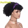 Perücken Schwarze Stirnbandperücke Kurze Afro Verworrene Lockige Mit Pony Frauen Perücken Gute Qualität Synthetische Hochtemperaturfaserhaar