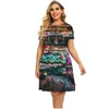 NOWOŚĆ FI CUTE Kawaii Dres Women Graffiti Print Hip Hop krótki rękaw luźne mini mini Dr Plus Size Summer Odzież 6xl H43Q#