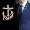 Broszki Anchor Pearl broszka dla mężczyzn garniturę dla kobiet rhinestone biżuteria kryształowe szpilki geometryczne dżentelmena