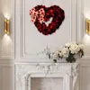 Guirlande de fleurs décoratives en forme de cœur, décoration romantique pour la maison, couronnes en forme de cœur pour la saint-valentin, devant d'amour