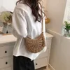 FI Semicircle Straw Woven Shoulder Crossbody Bag Travel Small Handbag Ladies Summer Handmade Rattan Tassel Design Beach Bag B2FG#