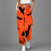 Kvinnors byxor för kvinnor med Pocket Loose Fashion Halloween Festival Trousers Animal Printed Elastic Soe Up Breattable