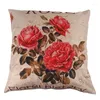 Pillow Vintage Floral/Flower Flax Decorative Throw Case Cover Home Sofa Decorative(3 Roses)