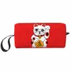 Japońskie Maneki Neko machanie Lucky Cat Cosmetic Bag Women Cute Pojemność makijażu obudowa kosmetyczna magazynowe torby toaletowe O0M2#