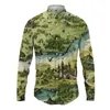 Mäns casual skjortor Green Plant Map 3D Printed Shirt Style Fashion Trendy Long -Sleeved